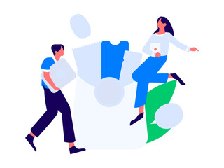 Holiday shopping people doing e-commerce online shopping flat vector concept operation hand drawn illustration
