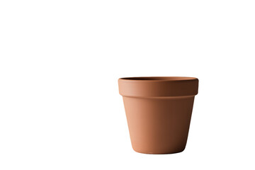 Earthenware Plant Pot: Simple Terracotta Container on White, Studio Shot.