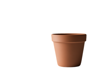 Earthenware Plant Pot: Simple Terracotta Container on White, Studio Shot.