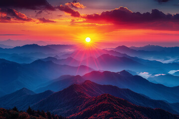 Beautiful sunset over the mountains