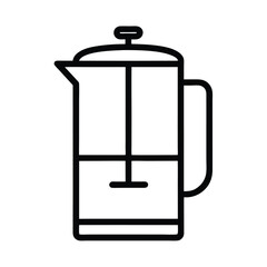 Obraz premium French Press Coffee Maker Outline Icon with Transparent Background Design
