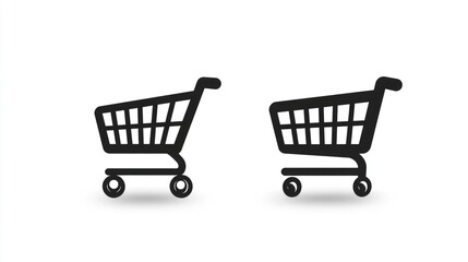 Two Black Shopping Carts on White Background