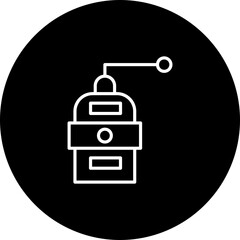 Obraz premium Coffee Grinder Vector Line Black Circle Icon Design