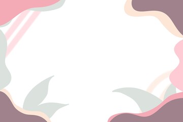 優しいパステルカラーとリーフモチーフで彩られた白い背景フレーム | White Background Frame with Soft Pastel Colors and Leaf Motifs