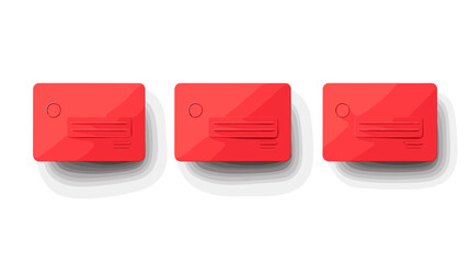 Three Red Envelopes on White Background