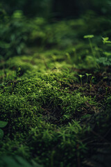 a mossy earth covered ground in a forest Generative AI
