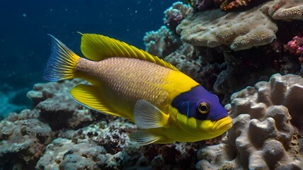 Colorful Ornamental Fish in a Coral Reef Environment