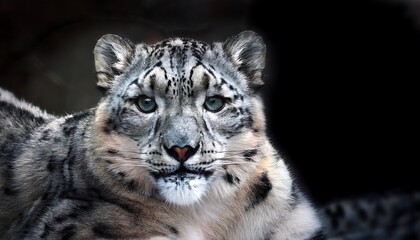Fototapeta premium Majestic Snow Leopard Staring Intently in a Natural Habitat, Captivating Wildlife Moment