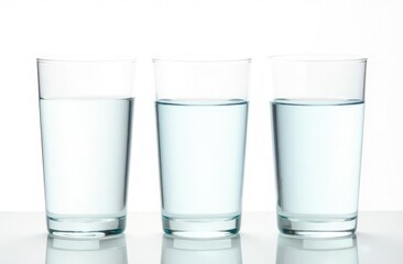 Three glasses of water isolated on white