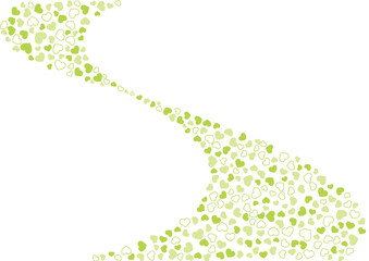 ハート柄の背景 黄緑系の3色 フチと単色 ハート