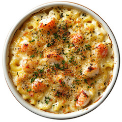 Creamy seafood pasta isolated on PNG transparent background, cut out