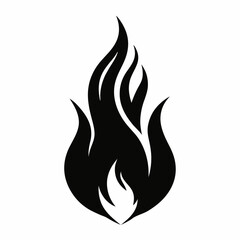 Fire icon black vector on white background.