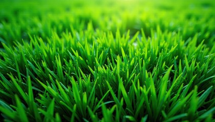 Obraz premium Lush green grass viewed from above, showing texture and blades , fresh, greenery, field