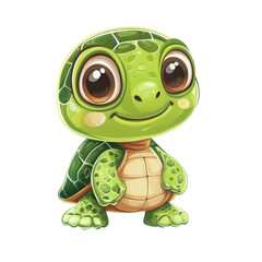 Cute cartoon turtle isolated on PNG transparent background, cut out