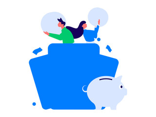 Holiday shopping people doing e-commerce online shopping flat vector concept operation hand drawn illustration

