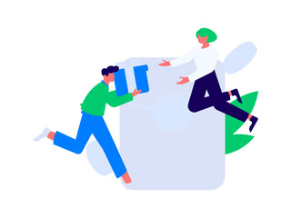 Holiday shopping people doing e-commerce online shopping flat vector concept operation hand drawn illustration
