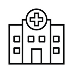 Fototapeta premium Hospital Building Outline with Cross Icon on Transparent Background