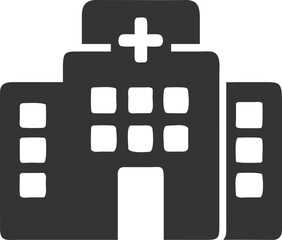 Obraz premium Hospital Building Silhouette with Cross Icon on Transparent Background