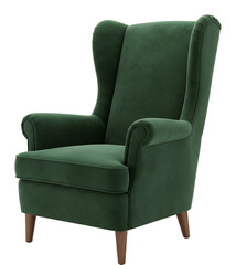 深緑ベルベット翼付き椅子 優雅な座り心地