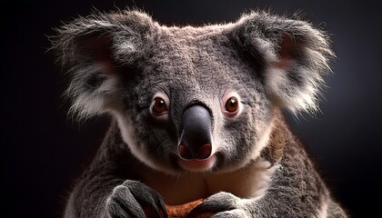 Fototapeta premium Close-Up Portrait of a Curious Koala with Soft Fur and Engaging Expression in Natural Light