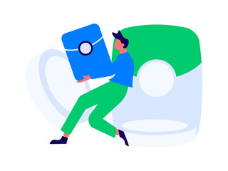 Holiday shopping people doing e-commerce online shopping flat vector concept operation hand drawn illustration
