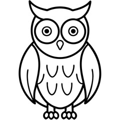 Elegant Owl Outline Vector Illustration