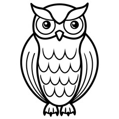 Elegant Owl Outline Vector Illustration