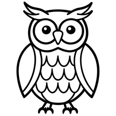 Elegant Owl Outline Vector Illustration