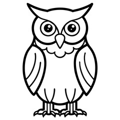 Elegant Owl Outline Vector Illustration