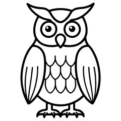 Elegant Owl Outline Vector Illustration