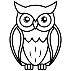 Elegant Owl Outline Vector Illustration