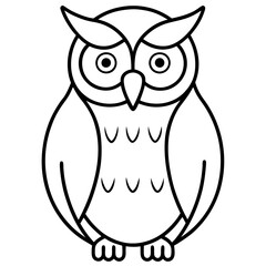 Elegant Owl Outline Vector Illustration