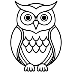 Elegant Owl Outline Vector Illustration