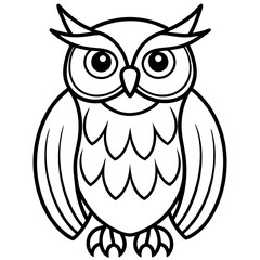 Elegant Owl Outline Vector Illustration