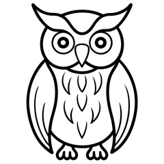 Elegant Owl Outline Vector Illustration
