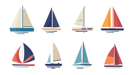 Vector graphic design of a sailing boat on the sea, representing freedom, adventure, and travel, with stylized waves, wind, and nautical elements, ideal for marine themes, summer concepts