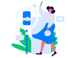 Holiday shopping people doing e-commerce online shopping flat vector concept operation hand drawn illustration

