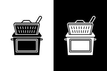 Deep Fryer Vector Icon Silhouette for Restaurant and Kitchen Designs.