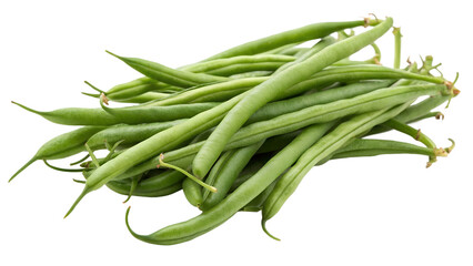 Fototapeta premium Fresh Green String Beans isolated on transparent background - Vibrant and Healthy Food for a Balanced Diet
