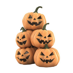 Halloween pumpkins stack transparent background festive digital art