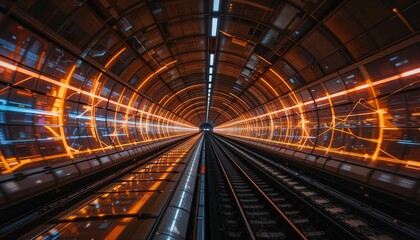 Obraz premium Futuristic Neon Tunnel with Glowing Lights