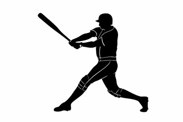 Baseball Batter SVG – Silhouette Vector of Player in Powerful Swing Motion

