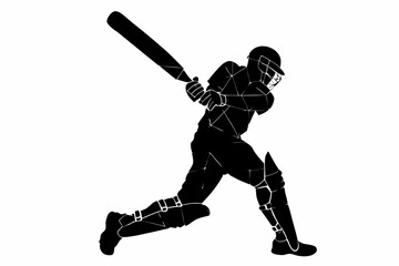 Cricket Batter Silhouette SVG – Dynamic Batting Pose Vector for Sports Design

