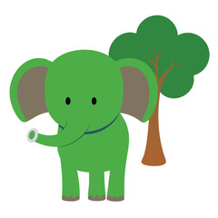 Baby Elephant Standing Near Tree