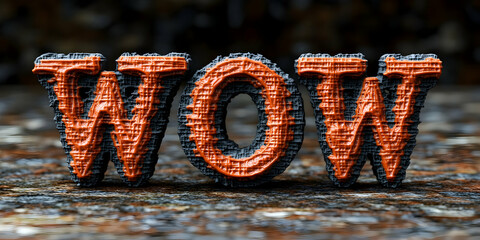 3D Textured WOW Letters