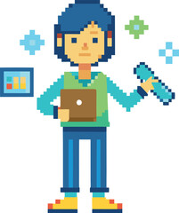 A person digitizing into pixels