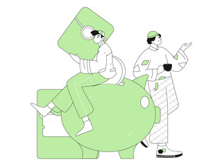 Holiday shopping people doing e-commerce online shopping flat vector concept operation hand drawn illustration
