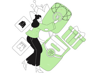 Holiday shopping people doing e-commerce online shopping flat vector concept operation hand drawn illustration
