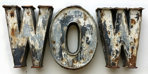 Rustic Metal WOW Letters Illustration