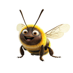 Smiling bee cartoon isolated on PNG transparent background, cut out